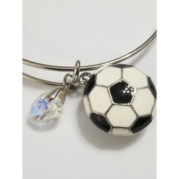 FOUR bracelets 2 1/2 " 1-Alex & Ani with J/ 1-grad bracelet/1- daughter/1-soccer - Picture 14 of 16